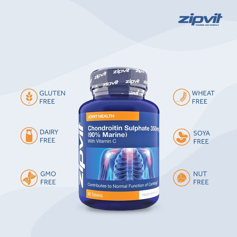 Chondroitin Sulphate 350mg with Vitamin C, 90 Tablets. 90% Pure Marine Chondroitin. Supports Collagen Formation and Cartilage Function. - BeesActive Australia