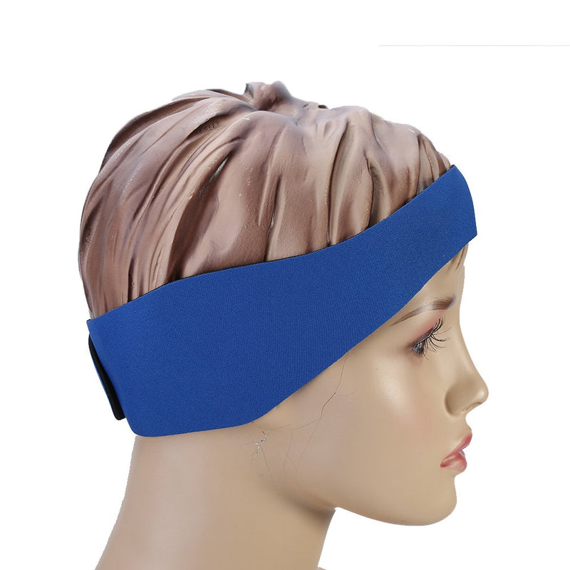 [AUSTRALIA] - Qii lu Swimming Ear Band, Swimming Head Band Adjustable Elastic Neoprene Ear Tape for Adults and Children blue Large 