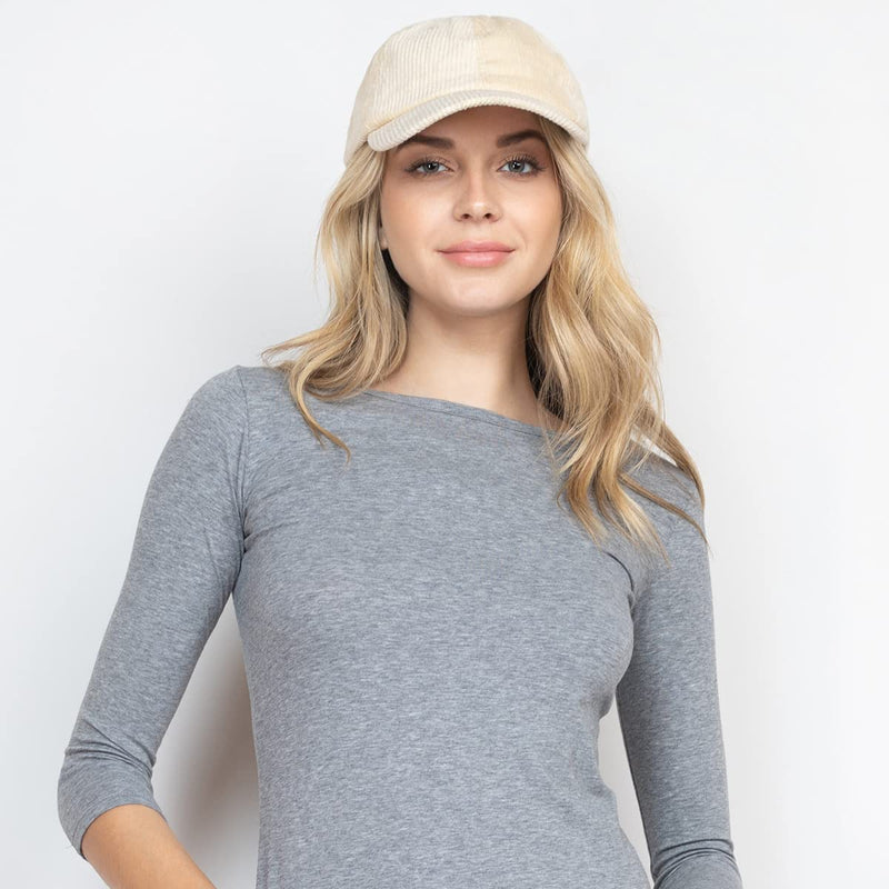 Casual Baseball Cap - Sun Visor Corduroy, Plaid, Leopard Animal Print Hat Adjustable Baseball Cap - Corduroy Ivory - BeesActive Australia