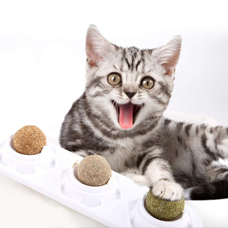 WoLover Catnip Wall Ball Toys – Rotatable Cat Snack Edible Balls with Natural Healthy Catnip | Silvervine | Gall Nut, Kitten Playing Chewing Cleaning Teeth Toy - BeesActive Australia