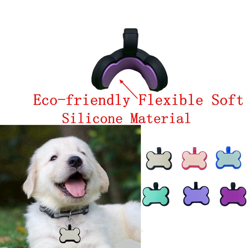 Original Silent Bone Design Silicone Pet Tag,Personalized ID Dog Tags,with Double Blank Sides to Engrave,6 Popular Colors in One Set Set Two(gray,light Pink,light Blue,light Green,voilet,blue) - BeesActive Australia