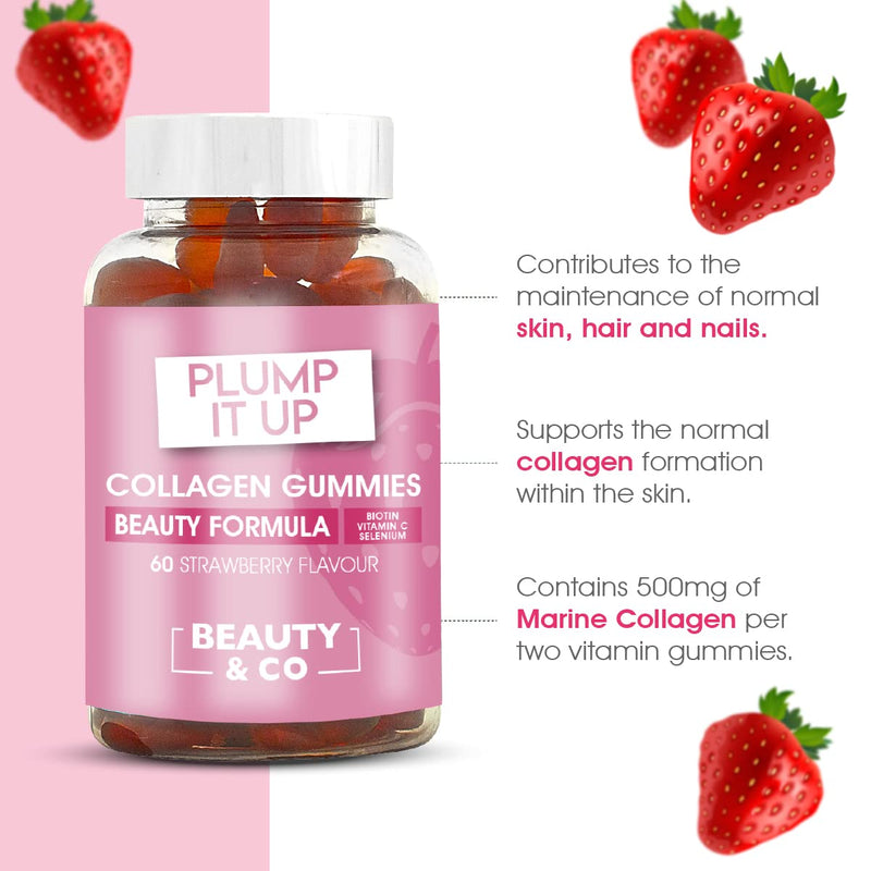 Beauty & Co Collagen Gummies by - 60 Marine Collagen Gummies with Biotin, Vitamin C & Selenium (60) 60 Count (Pack of 1) - BeesActive Australia
