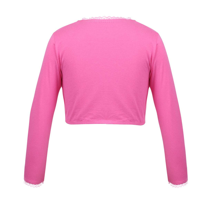 inlzdz Kids Girls Long Sleeve Front Knot Cotton Wrap Top Ballet Dance Gymnastic Sports Cardigan Rose Red 10-12 - BeesActive Australia