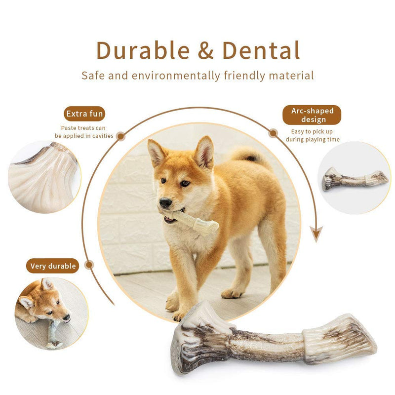 PETSLA Dog Chew Toys for Aggressive Chewers, Indestructible Hard Nylon Dog Bone Toy for Large Medium Small Dogs and Teething Puppies Antler Shape Medium (Pack of 1) - BeesActive Australia