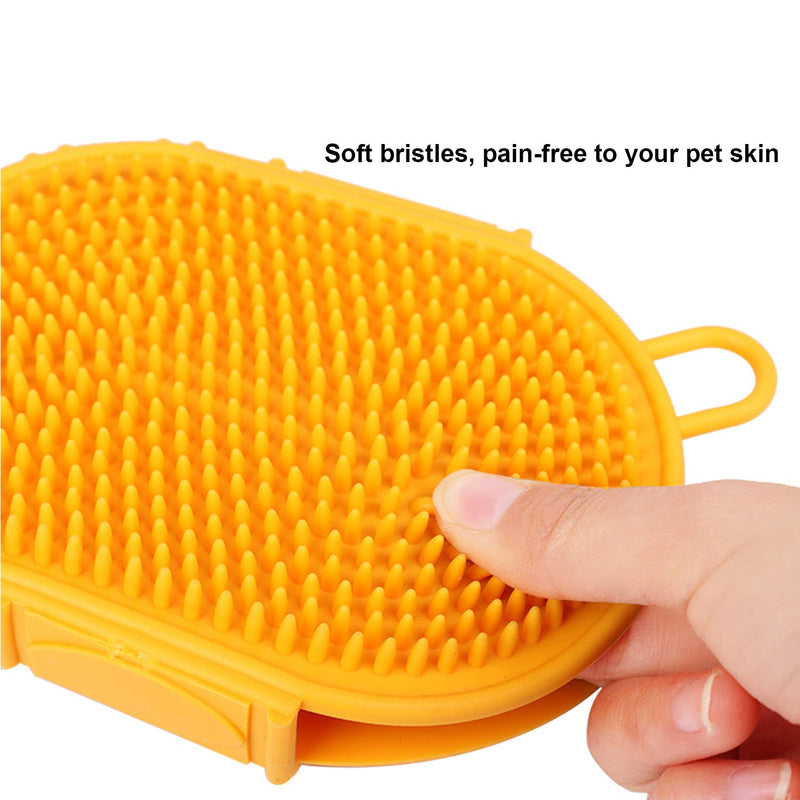 Ewinoom Dog Grooming Shampoo Brush, Pet Soothing Massage Rubber Bristles Curry Comb, Bath Gloves for Dogs and Cats Washing, Double-Sided Available, Yellow Yellow (Pack of 1) - BeesActive Australia