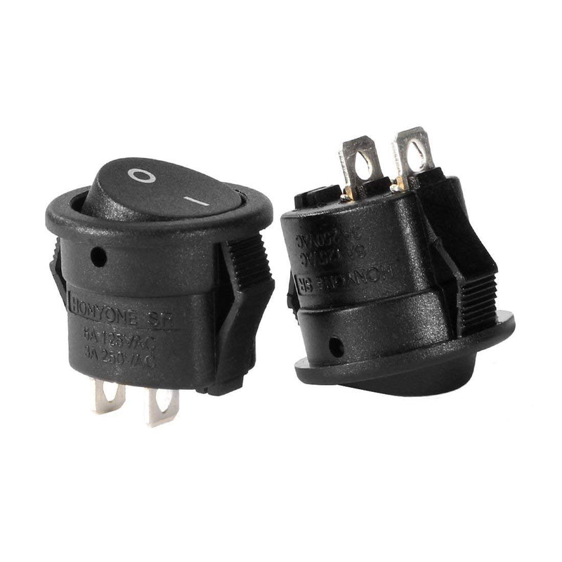 [AUSTRALIA] - RuoFeng 2-Pin Snap-In Round Rocker Latching ON/OFF Car/Boat Switch 10A/125V, 6A/250V Black Pack of 10 