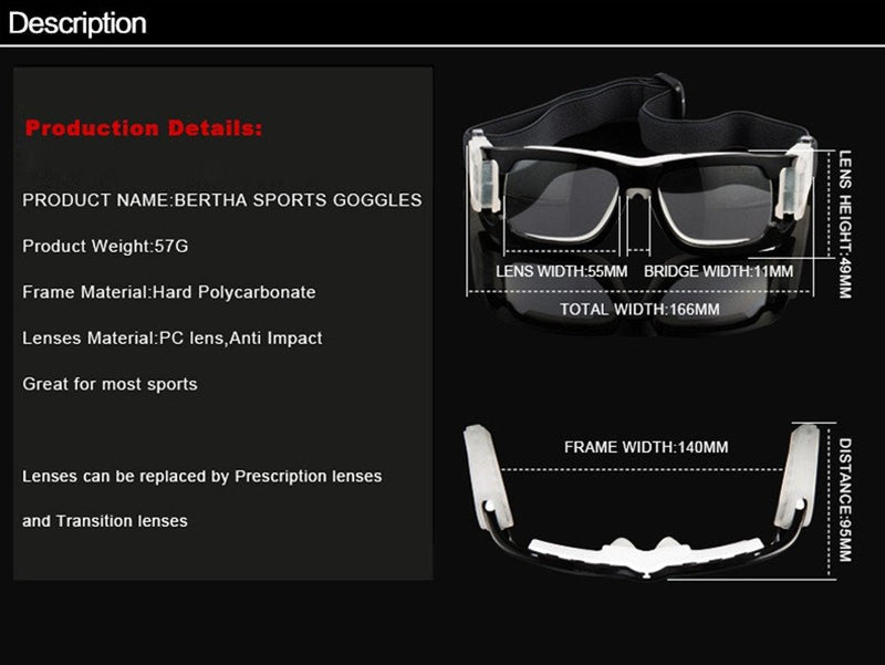 Kagogo Sports Protective Basketball Glasses Safety Goggles for Adults Football Transparent White001 - BeesActive Australia