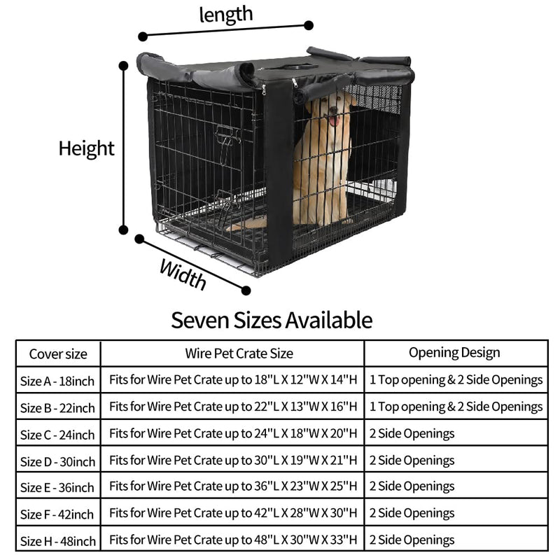 Seamander Dog Crate Cover Durable - Polyester Pet Kennel Cover Universal Fit for 18-48 inches Wire Dog Crate (24Inch, Black) 24Inch - BeesActive Australia