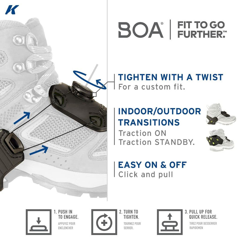 Korkers Ice Commuter Ice Cleats - Minimal and Lightweight - 11 Replaceable Steel Spikes - Black/Green Large-X-Large - BeesActive Australia