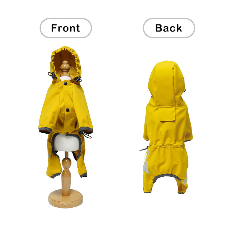 Cosibell Waterproof Puppy Dog Raincoats with Hood for Small Medium Dogs,Poncho with Reflective Strap, Lightweight Jacket with Leash Hole X-Large Yellow - BeesActive Australia