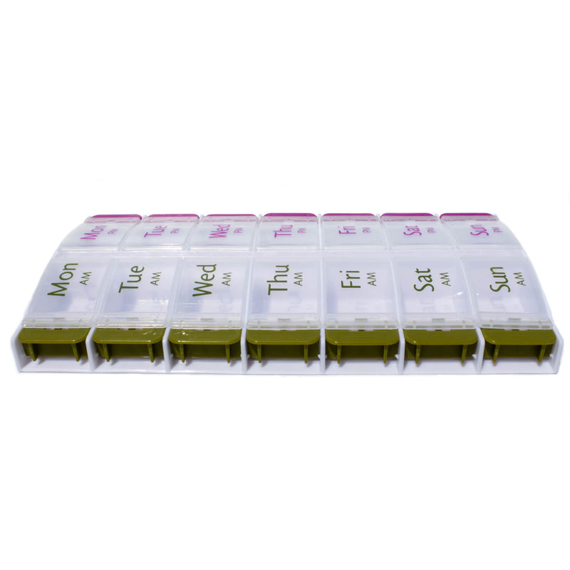Pill Box ~ Easy Open Buttons ~ AM & PM 7 Day Medication Storage Case (14 Slot Pill Case) - BeesActive Australia