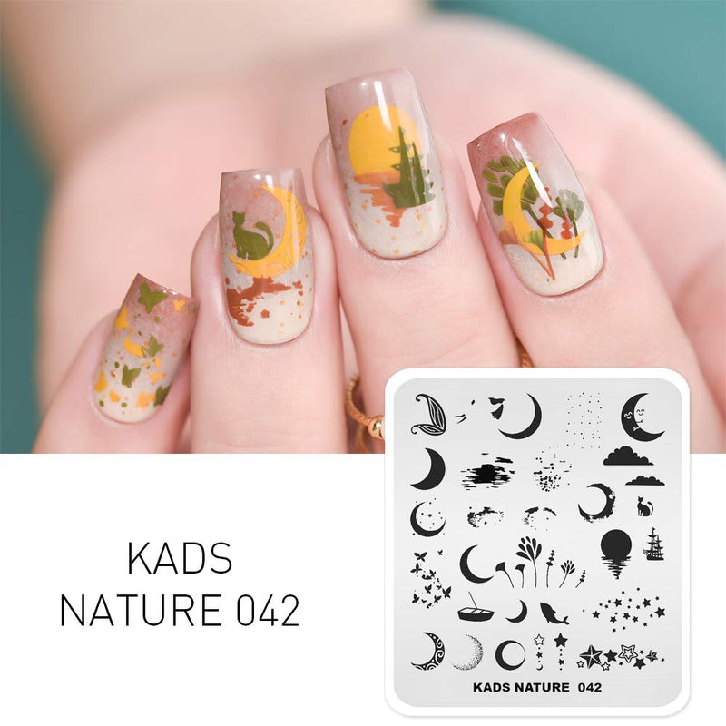 KADS Nail Art Template Nature Nail Stamping Plate Nail Art DIY Moon Fish Image Manicure Tool(NA042) NA042 - BeesActive Australia