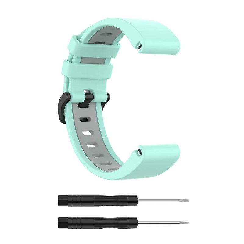 QGHXO Band for Garmin Fenix 6S, Soft Silicone Replacement Watch Band Strap for Garmin Fenix 6S/Fenix 6S Pro/Fenix 6S Sapphire/Fenix 5S/Fenix 5S Plus/D2 Delta S Smartwatch Teal&Grey - BeesActive Australia