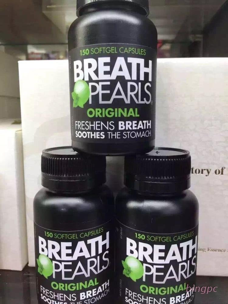 Breath Pearls Original Freshens Breath (150 softgels) New pack 150 counts - BeesActive Australia