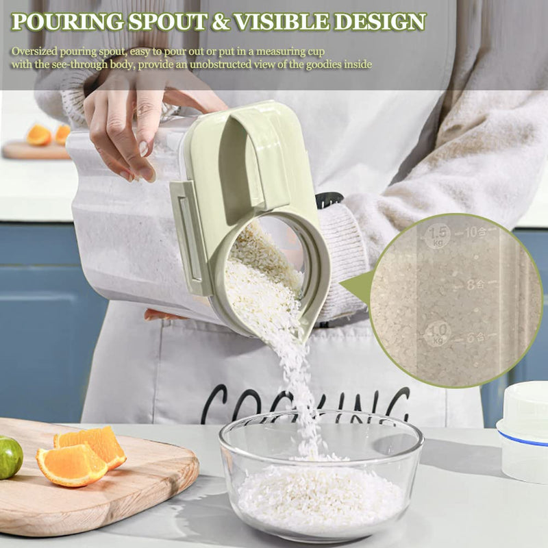 Pet Food Storage Container, Cereal Container with Airtight Design Pour Spout Measuring Swivel Cup, BPA-Free Dry Food Dispenser for Dogs Cats Birds Beige - BeesActive Australia