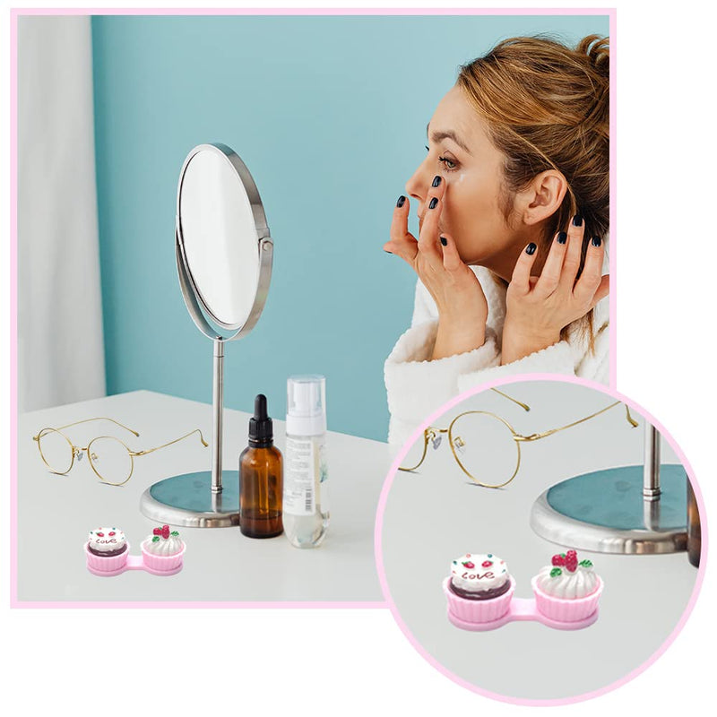 NA Contact Lens Case Cute Cake Shape Contact Lens Holder Portable Contact Lens Box for Home Travel Outdoor - BeesActive Australia