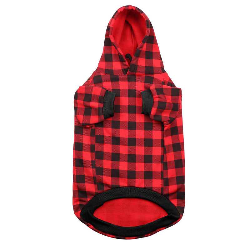 Mtliepte Red Plaid Dog Hoodie Sweater for Dogs Pet Clothes with Hat and Pocket XL - BeesActive Australia