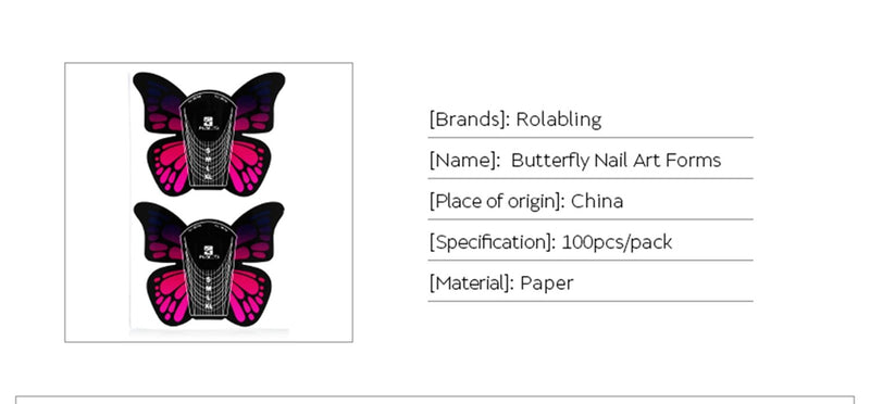 Nail Forms Tips Extension Guide Sticker Nail Art Butterfly Sticker Gel/Acrylic Nail Polish 100 pcs (Size-1) Size-1 - BeesActive Australia