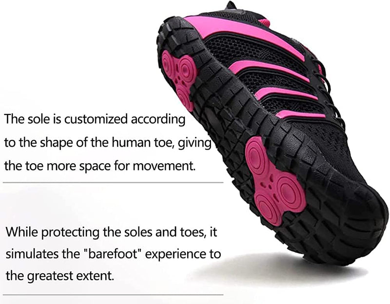 Oranginer Women's Barefoot Shoes - Wide Toe Box - Zero Drop - Minimalist Shoes 7 2-black Rose-1 - BeesActive Australia