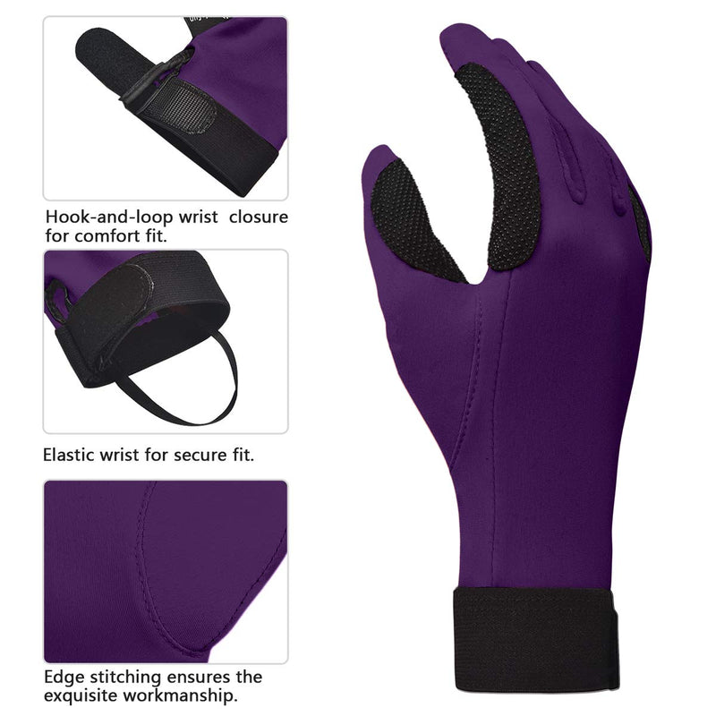 ChinFun Women's Horse Riding Gloves Stretchable Equestrian Gloves Breathable for Outdoor Horseback Cycling Driving purple Large - BeesActive Australia