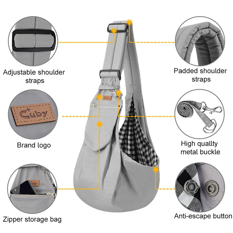 Cuby Dog and Cat Sling Carrier – Hands Free Reversible Pet Papoose Bag - Soft Pouch and Tote Design – Adjustable – Suitable for Puppy, Small Dogs, and Cats for Outdoor Travel Noble grey - BeesActive Australia