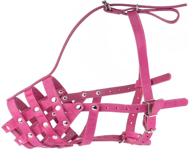 CollarDirect Leather Dog Muzzle German Shepherd Dalmatian Doberman Setter Basket Medium Large Breeds Pink Gray L Chestnut Brown - BeesActive Australia