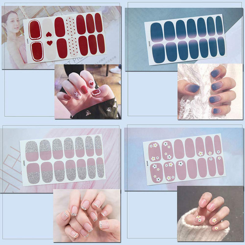 SILPECWEE 20 Sheets Adhesive Nail Polish Strips Decals Tips and 1Pc Nail File Glitter Nail Art Stickers Wraps Set Manicure Accessories for Women NO2 - BeesActive Australia