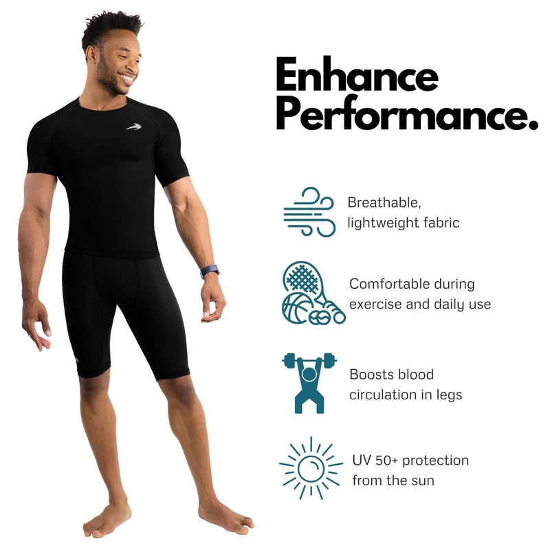 CompressionZ Compression Shorts Men - Sport Spandex Compression Underwear Black 9" Large - BeesActive Australia