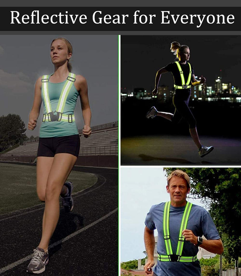 Famnosta Running Reflective Vest Gear 3 Pack, Adjustable Safety Vest High Visible Reflective Belt Straps Night Walking Vest Green,Blue,Grass Green - BeesActive Australia