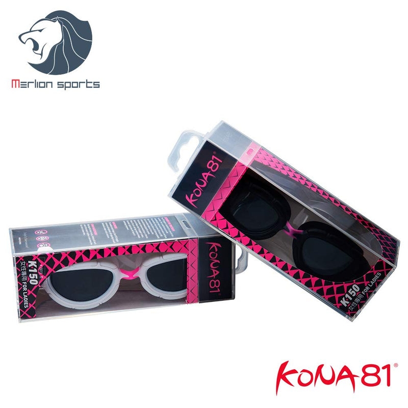 [AUSTRALIA] - KONA81 Barracuda Swim Goggle- Curved Lenses Dual-Material Frame, Anti-Fog UV Protection, No Leaking Easy Adjusting Lightweight Comfortable for Adults Women Ladies IE-15015 GRAY/BLACK 