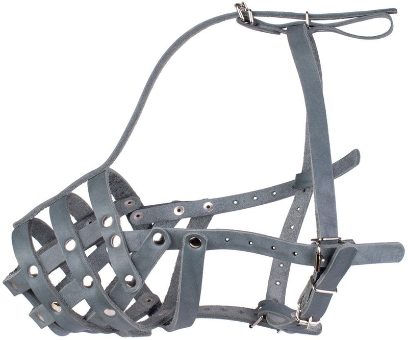 CollarDirect Leather Dog Muzzle German Shepherd Dalmatian Doberman Setter Basket Medium Large Breeds Pink Gray L Chestnut Brown - BeesActive Australia