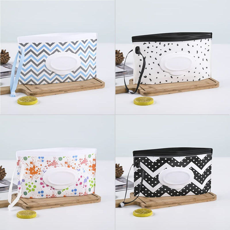 DFsucces 4 PCS Portable Baby Wet Wipes Pouches Travel Wipes Case Reusable Refillable Fold Extraction Sealing Wet Wipes Bag - BeesActive Australia