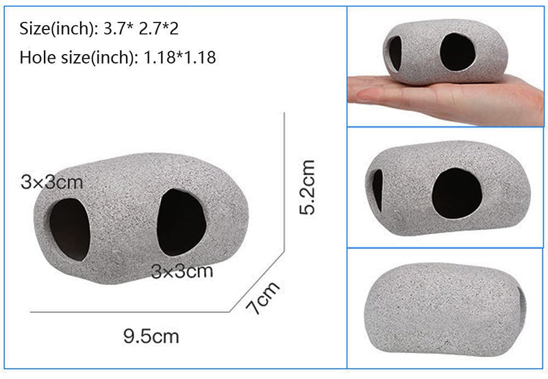 SpingSmart Aquarium Hideaway Rocks for Aquatic Pets to Breed, Play and Rest, Safe and Non-Toxic Fish Tank Ornaments, Ceramic Decor Rocks for Aquascape 3.7"x2.7"x2"(1pc) - BeesActive Australia