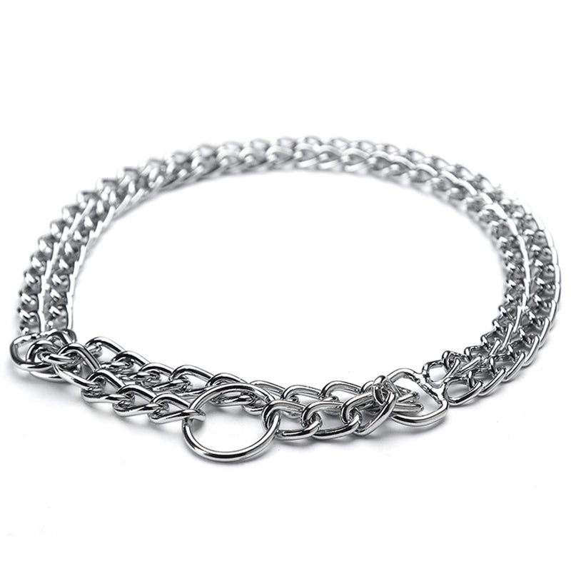 Dog Choker Collar Martingale Collar Training Double Row Chain Heavy Duty Collar for Medium Large Dogs L-20” (suitable for neck 15-18") - BeesActive Australia