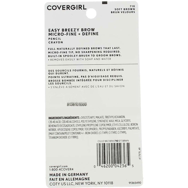 Covergirl Easy Breezy Brow Micro-Fine + Define Pencil, #710 Soft Brown (Pack of 2) - BeesActive Australia