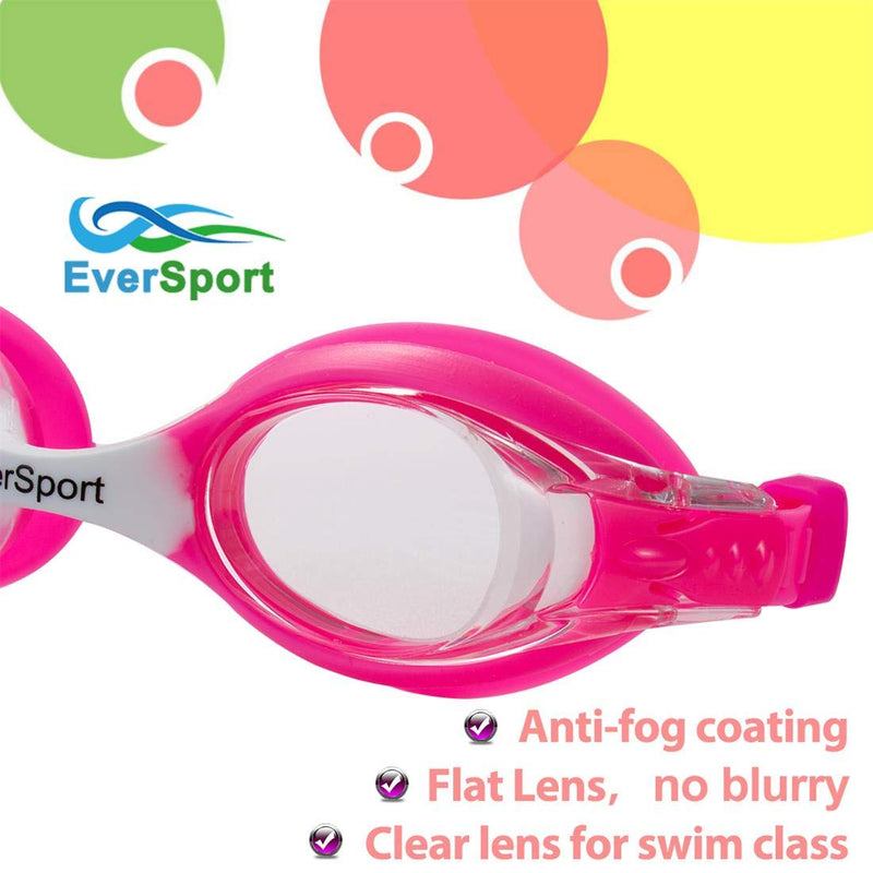 Kids Swim Goggles, 2 Pack Swimming Goggles for Children Kids Toddler Girl Boy Anti Fog Waterproof Soft Silicone (Age 3-12) Pink & Rose Red - BeesActive Australia