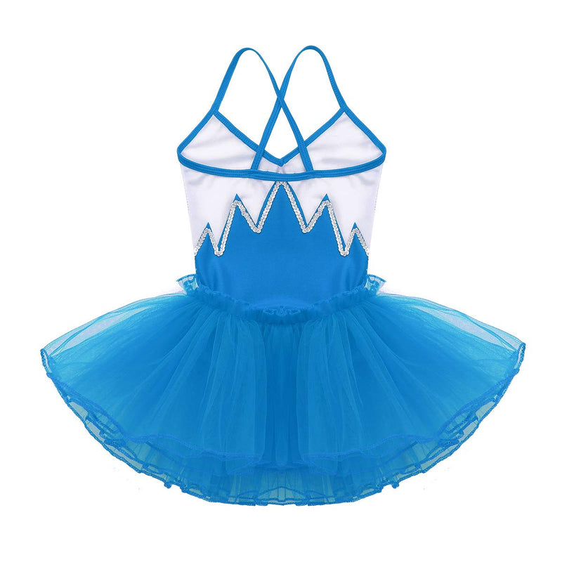 [AUSTRALIA] - ACSUSS Kids Girls Sequins Camisole Ballet Tutu Dress Gymnastics Leotard Bodysuit Dancewear Athletic Dance Dress Light Blue 5 / 6 