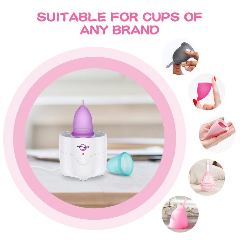 YTYOMUR Menstrual Cup Steamer Sterilizer with 2 Reusable Period Cups, Menstrual Cups Cleaner Wash Kit, One Button Control Automatic High Temperature Steam Sterilization for Women Feminine Hygiene Care - BeesActive Australia
