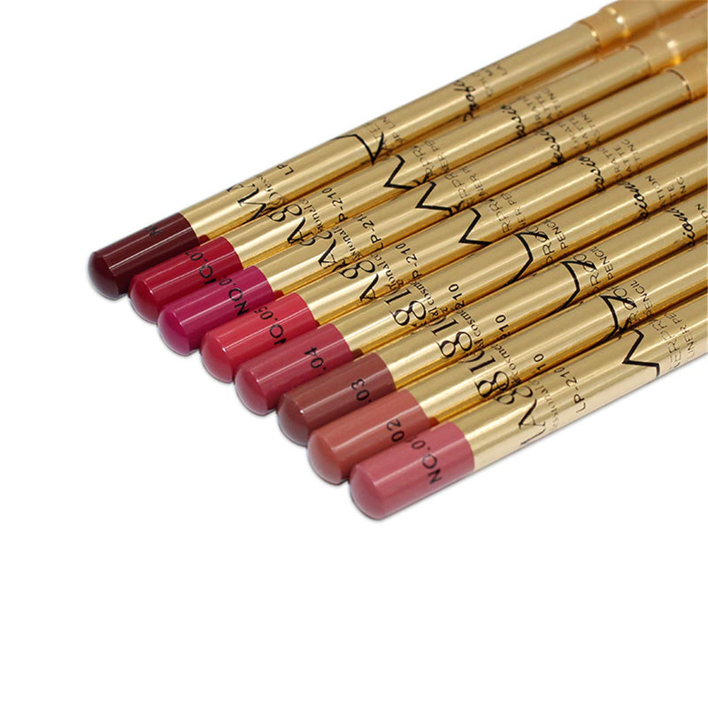 Wismee Lip Liner Pencil Set 8 Colors Professional Matte Lipliner with Sharpener Waterproof Long Lasting Smooth Natural Filler Contour Shaping Lip Makeup for Woman Soft Lip Liner Pen Makeup Cosmetic - BeesActive Australia