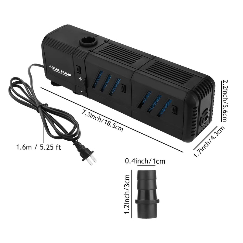 NO.17 Submersible Aquarium Internal Filter, Adjustable Fish Tank Filter with Water Pump for Fish Tank 200GPH, 8W - BeesActive Australia