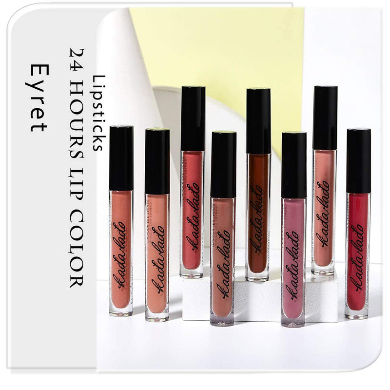 Eyret Matte Liquid Lipstick Velvet Non-stick Cup Lip Gloss Long Lasting Moisturizing Lip Glaze Beauty Makeup Lipsticks for Women and Girls (Red8#) Red8# - BeesActive Australia