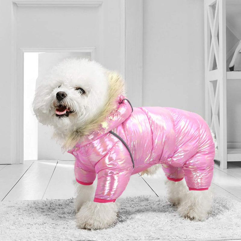 Beirui Waterproof Small Dog Coats for Winter - Warm Padded Pet Puppy Dog Snow Jacket - Cute Hoodie Clothes for Small Dogs Cat Puppies Chest:16.0”,Back:11.0”(Fit 7-11 lbs) Pink - BeesActive Australia