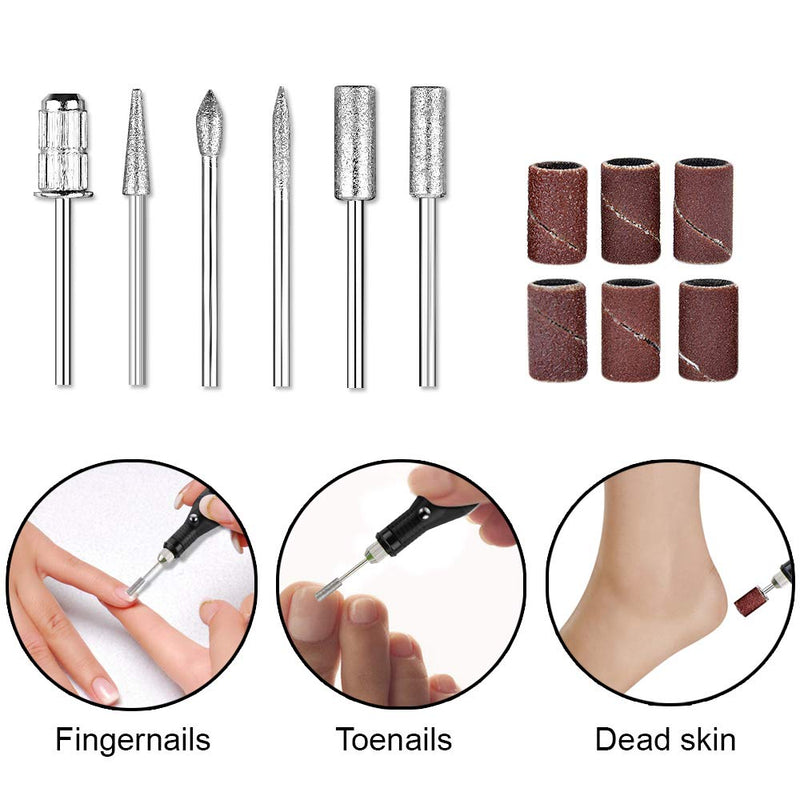 Electric Nail Drill Machine, Kathy 6 in 1 Professional Nail Kit with File, Portable Manicure Pedicure Nail Art File Drill Kit for Acrylic Nails, Gels Nails, Polishing Tools for Home and Salon-Black Black - BeesActive Australia