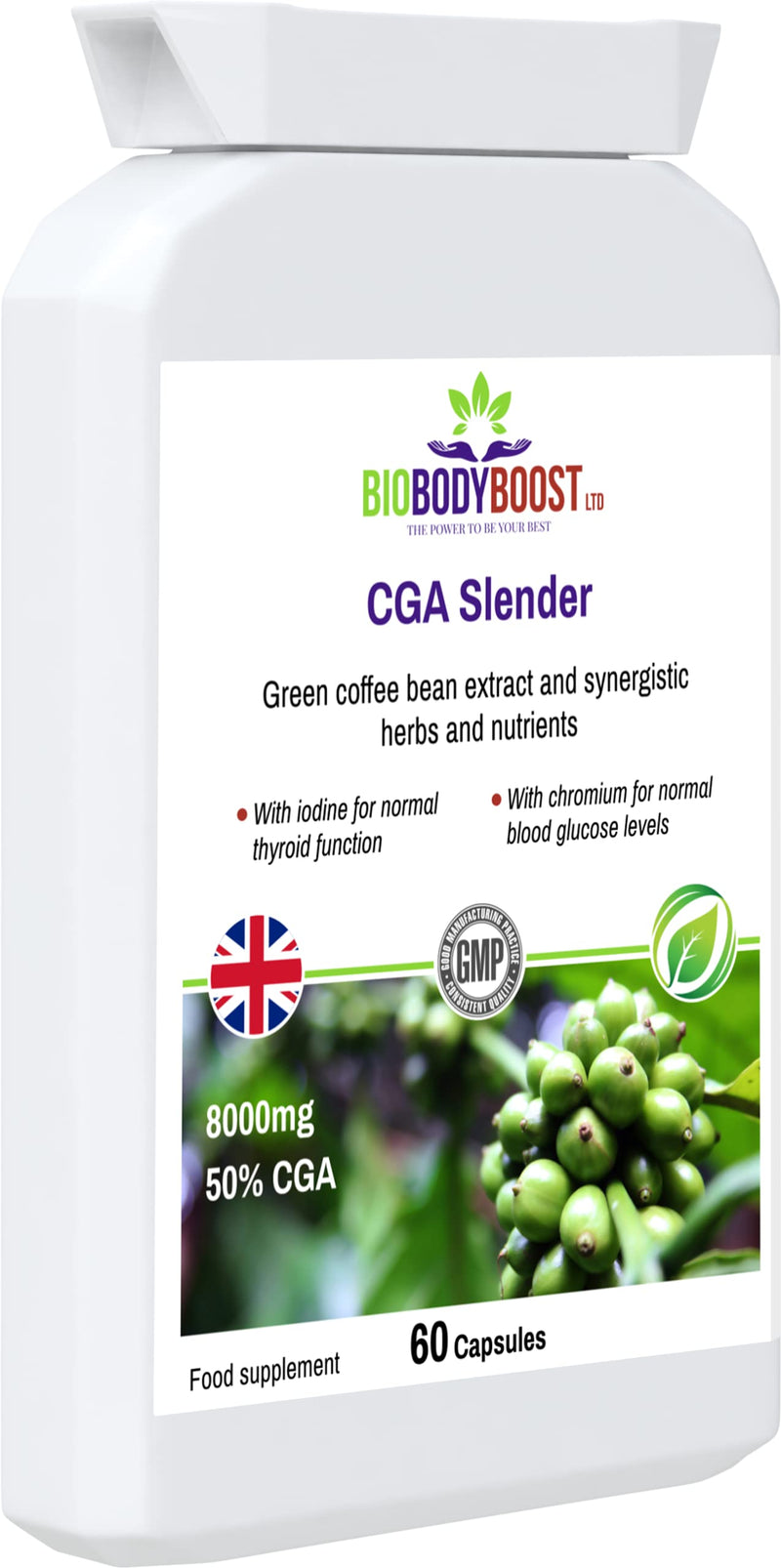 CGA Slender| Green Coffee Bean Extract Complex Formula | Synergistic Herb and Nutrients | Iodine for Normal Thyroid Function | Chromium for Normal Blood Sugar Levels | 60 Vegan Capsules - BeesActive Australia