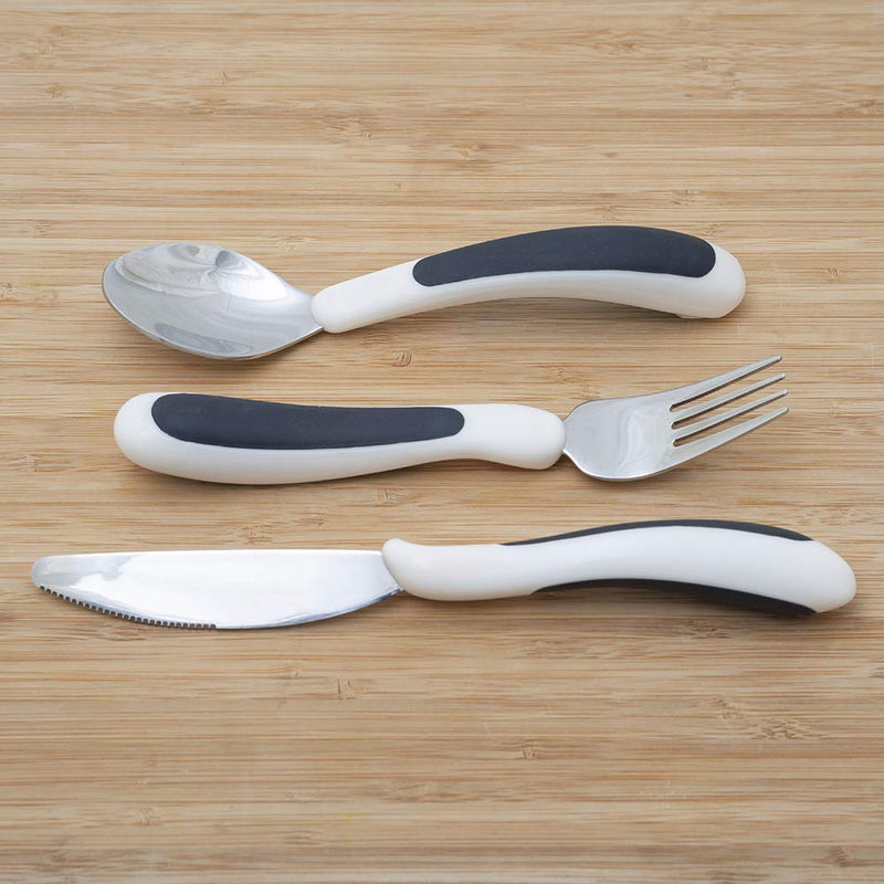 NRS Healthcare M80270 Kura Care Adult Cutlery Set, Easy Grip Set, Black & White Single - BeesActive Australia