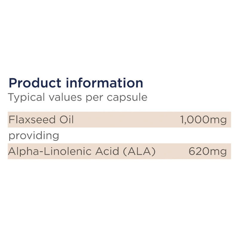 Healthspan Flaxseed Oil 1,000mg | 120 Capsules | Omega 3 Fatty Acid ALA | Maintain Healthy Blood Cholesterol Levels | Women's Health | Vegan - BeesActive Australia