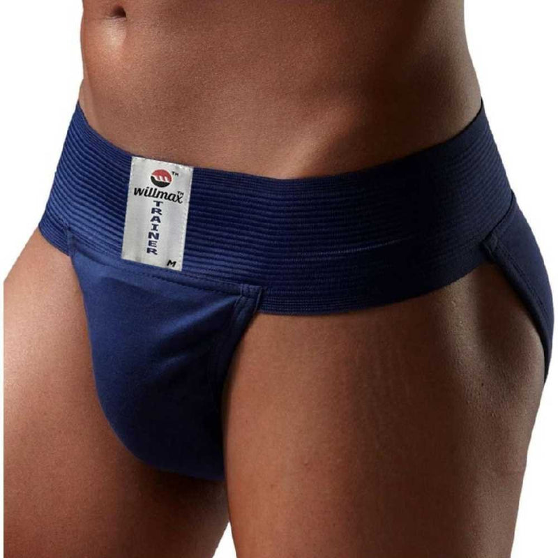 [AUSTRALIA] - KD Willmax Gym Cotton Supporter Back Covered (Pack of 1) T-Navy Blue Medium 