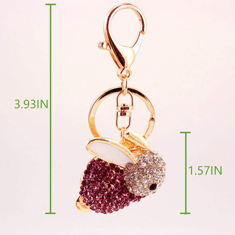 Grtdrm Cute Rabbit Shape Crystal Rhinestone Sparkling Keychain Bag Pendant Handbag Charm for Women Girls Pink - BeesActive Australia