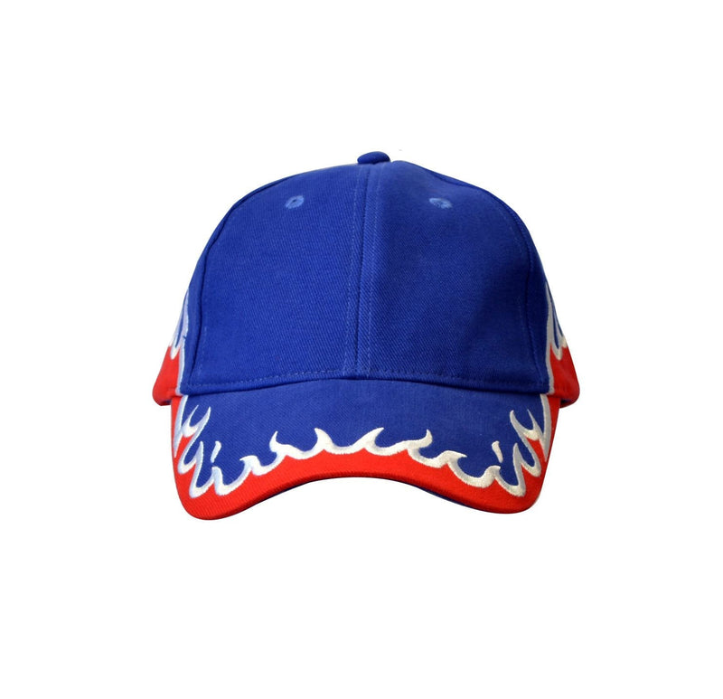 Tirrinia Cotton Racing Cap with Embroidered Fire Flames Flame Royal - BeesActive Australia