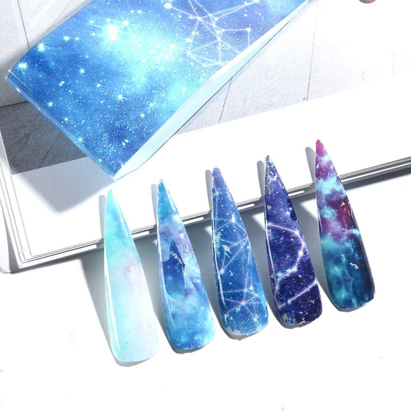 Marble Nail Art Foils Transfer Stickers Marble Stone Nail Foil Adhesive Decals 10 Rolls Foils Transfer Holographic Starry Sky Marble Designs Decal for Women Acrylic Nails Decoration Manicure Tips - BeesActive Australia